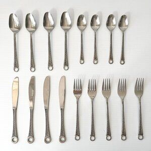 Vintage Northcraft Japan Stainless Steel 17 pc Hanging Flatware Set
